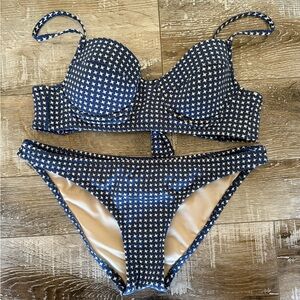 Madewell Navy and White Patterned Bikini